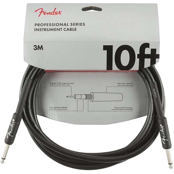 Инструментальный кабель Fender 10" Professional Series Instrument Cable Black