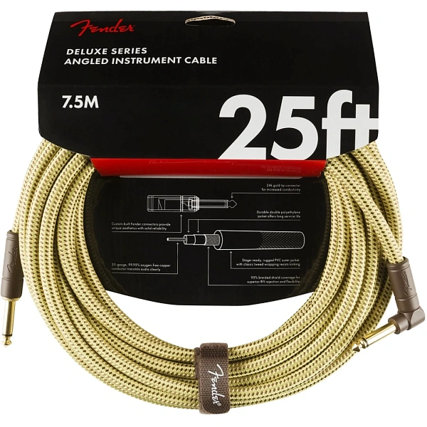 Гитарный кабель Fender Deluxe 25' Tweed Angle