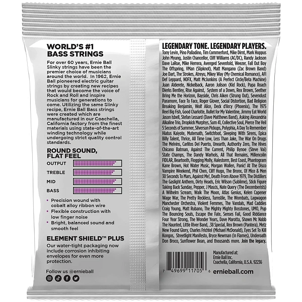 Струны для бас-гитары Ernie Ball 2817 Power Slinky Flatwound Short Scale 50-110