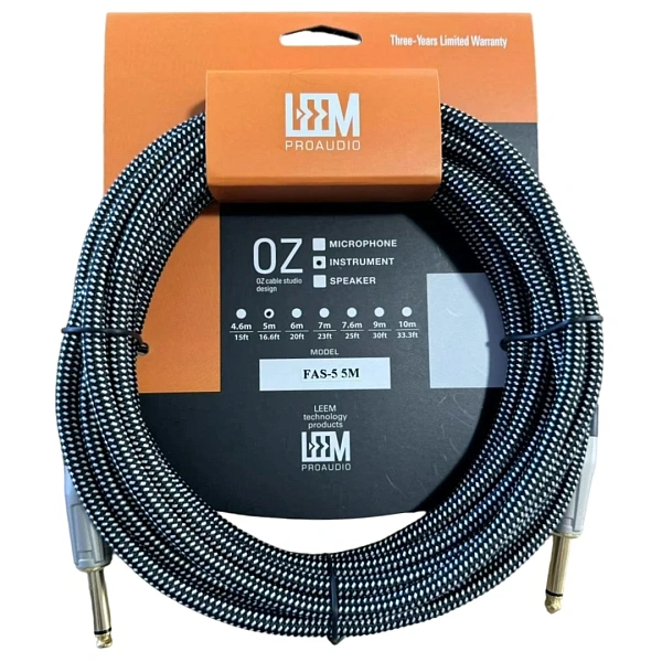 Инструментальный кабель Leem FAS-5 BK/WH