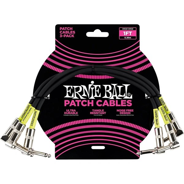 Набор из трех патч-кабелей Ernie Ball P06075 Black