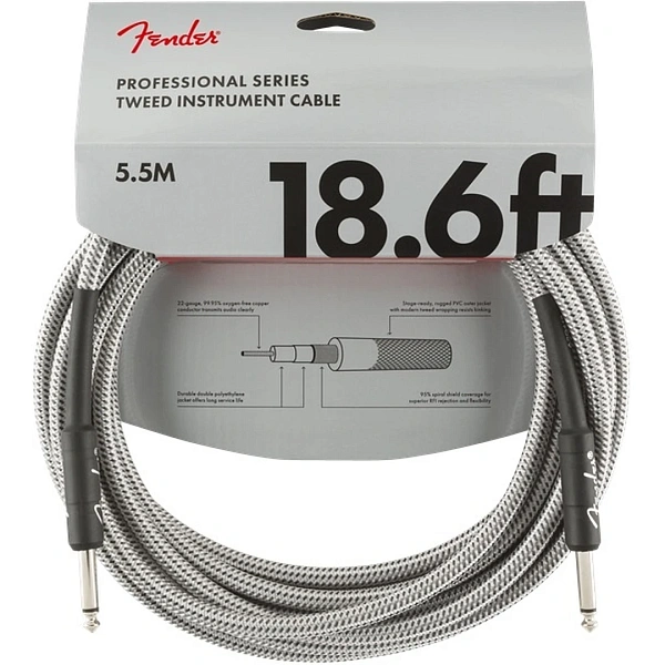 Инструментальный кабель Fender 18.6" Professional Series White Tweed