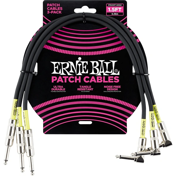 Набор из трех патч-кабелей Ernie Ball P06076 Black