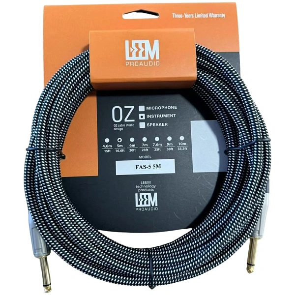 Инструментальный кабель Leem FAS-3 BK/WH