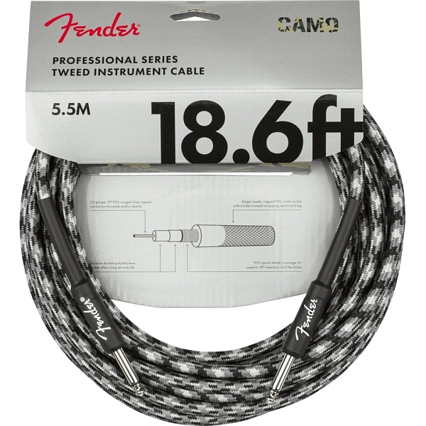 Инструментальный кабель Fender Professional Series Instrument Cable Straight/Straight 18.6" Winter Camo