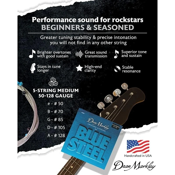 Струны для бас-гитары Dean Markley 2680A Blue Steel NPS 50-128 5-Strings