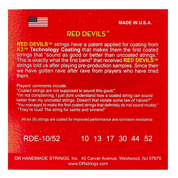 Струны для электрогитары DR Red Devils RDE-10/52 10-52