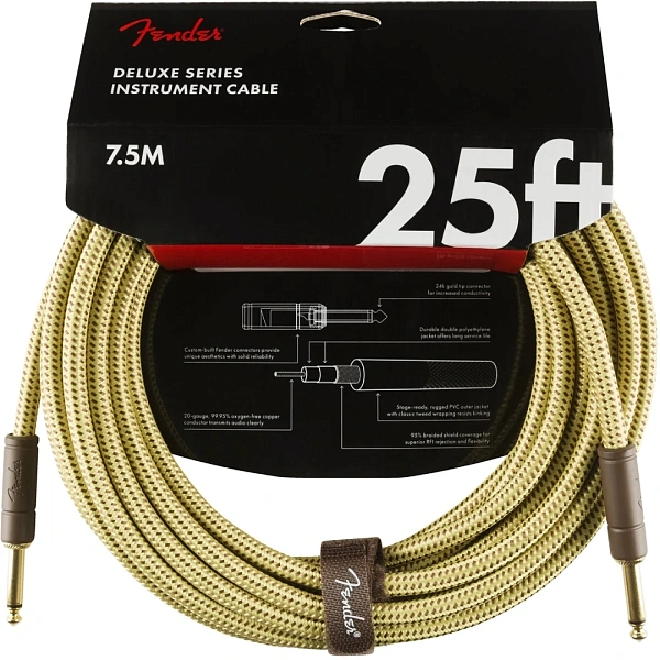 Гитарный кабель Fender Deluxe 25' Tweed